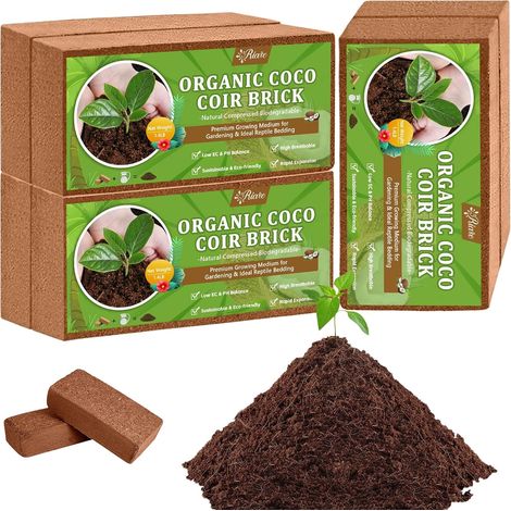 Briques de Coco compressées 100% Naturelles - Substrat de Fibre de Coco Haute Expansion - Coco Pith - Coco Husk pour Jardin (6) (1/5)