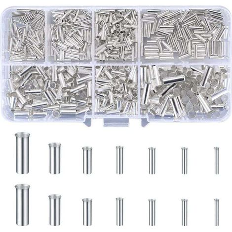 Kit de 600 Cosses Électriques à Sertir Non Isolées Bout à Bout pour Câbles 0.5 à 6.0mm²