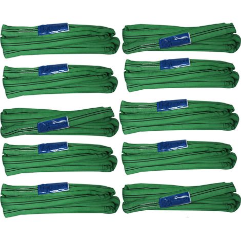 10er Set Rundschlinge 2000 kg 2to grün 4 m Umfang Hebeband Hebeschlinge Hebegurt (1/3)