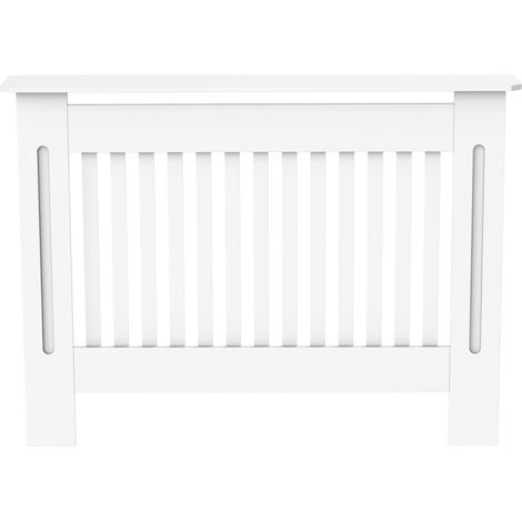 HOMCOM Copritermosifone a Doghe in MDF 112x19x81cm Bianco