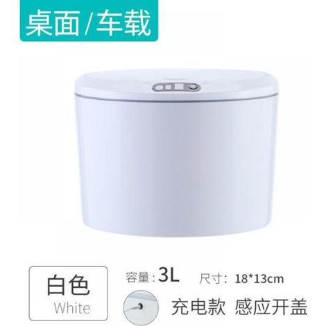 1 Poubelle électrique, détection infrarouge, recharge USB, couvercle pliable, pour bureau voiture dortoir (1/5)