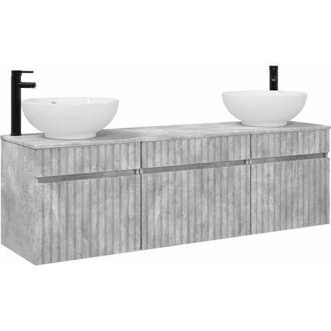 Bathroom Cabinet Set 3 pcs Concrete Grey 49 x 44.5 x 66.5 cm vidaXL (1/5)