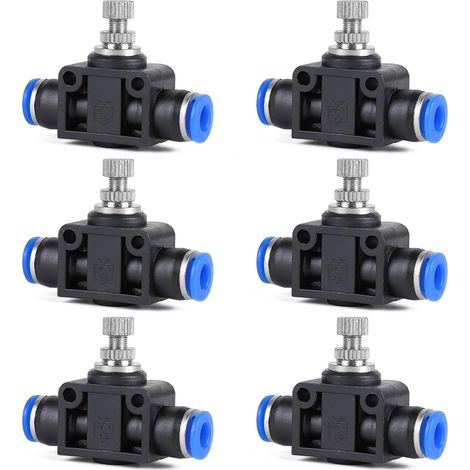 6 x Raccord Pneumatique 6 mm Vanne de Débit Push-in SA6 Vanne Raccords Pneumatique Droite Unidirectionnel Connecteur Rapide Push-In (1/5)