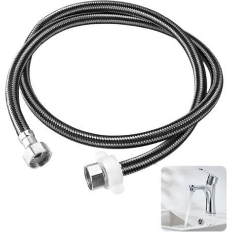 1 Pièces Tuyaux de Raccordement(G1/2 X G1/2) avec Tresse,120cm avec Tresse en Acier,Tuyau Robinet Acier Inox,Robinets Monotrou à Eau Froide (1/5)