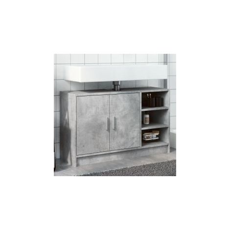Armoire d'évier gris béton 90x29x55 bois d'ingénierie