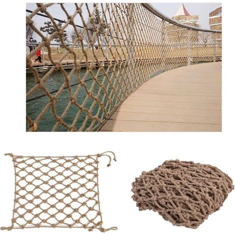 SABIR 1x2m Sicherheitsnetz für Außengeländer, Hanfseil-Zaunnetz, Gartendekoration, Balkon-Sicherheitsnetz, Treppenhausabtrennung (1/5)