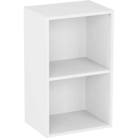 Bibliothèque Cube Oxford, Étagère Autoportante, Rangement, Salon, 54x32x24cm, 2 Niveaux, Blanc (1/5)