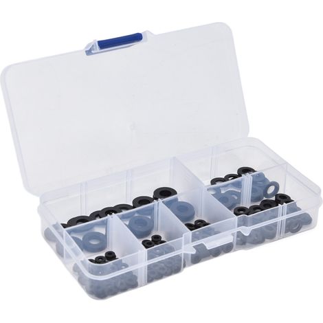 Lot de 250 rondelles plates noires en nylon, pour l'étanchéité et l'isolation, adaptées aux filetages M2 à M6 pour usage domestique. (1/5)