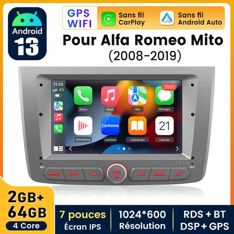 7 pouces Carplay Autoradio pour Alfa Romeo Mito 2008-2019 2+64GB JUNSUN