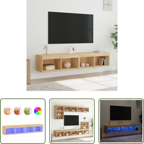 LED-Leuchten - TV-Schränke mit LED-Leuchten 2 Stk. Sonoma-Eiche 80x30x30 cm (1/5)