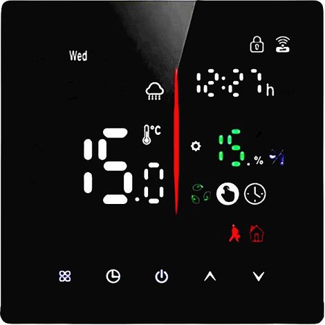 Smart Thermostat Energy Saving 16 Electric Heating Thermostat für elektrische Heizsysteme, Touch Control, Schwarz (1/5)