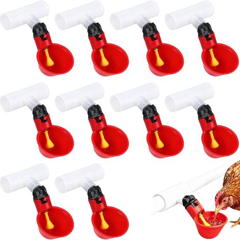 Lot de 10 Bols À Eau Automatiques pour Poussins, 1/2 Pouce Tee Volaille Distributeur Eau Poule Volaille Automatique Abreuvoir Gobelets À Eau De Poulet en Plastique pour Boire De La Volaille (1/5)