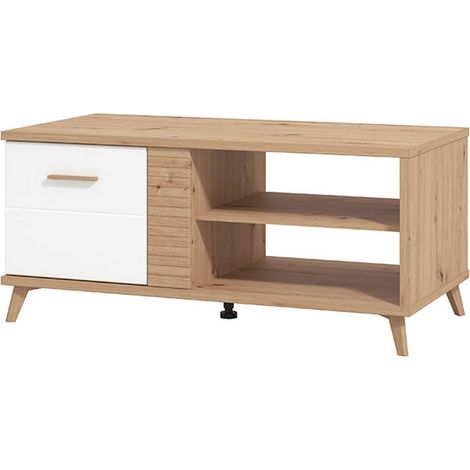 Couchtisch Frati, mit Füßen, 3 Fächer, Rechteckig, 120x60x54h cm, Eiche Knoten Braun