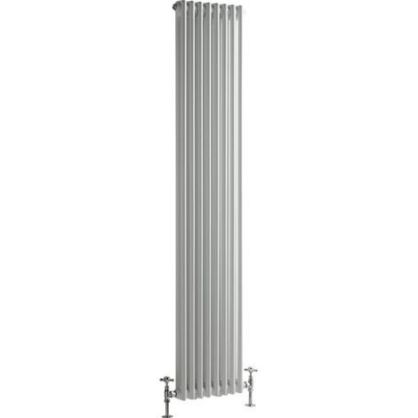 Hudson Reed Windsor - Radiateur Rétro Vertical Blanc à Colonnes 2 x 8 - 1239 Watts - 180 x 38cm