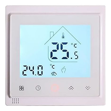 Termostato Wi-Fi programmabile, regolatore di temperatura, telecomando per riscaldamento elettrico a pavimento. Compatibile con le app Alexa, Google Assistant, Smart Home e Tuya.