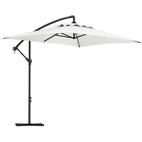 Parasol déporté 3 x 2 m parasol rectangulaire avec manivelle et 6 baleines acier Crème