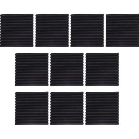 10 panneaux acoustiques ignifuges gris foncé en mousse à rainures triangulaires, isolation phonique absorbante.