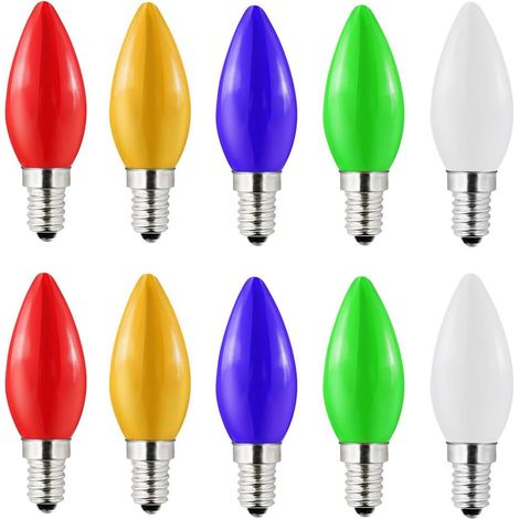 10 Stück E14 Farbige LED Glühbirne, 1W E14 Bunte Glühbirnen, für AC220-240v, Dekorativen Beleuchtung for Halloween,Weihnachten,Festival,Rot Gelb Blau Grün Warmweiß