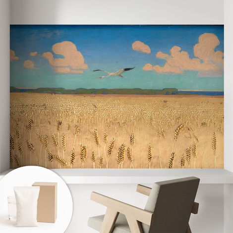 Papier peint intissé décoratif avec colle pour salon chambre et bureau Installation rapide Champ de blé 104x70 cm (1/5)