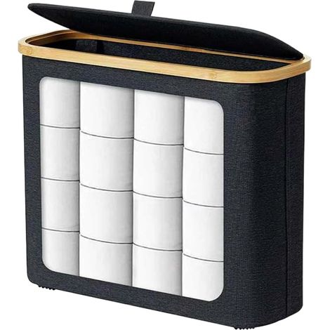 Porte-papier toilette Panier de rangement pour 12 rouleaux , boîte à mouchoirs sur pied avec couverc