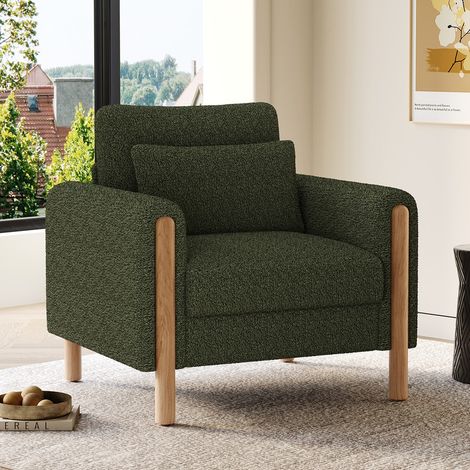 Fauteuil moderne 87x83x88,5 cm - Coussins épais - Teddy - Vert (1/5)