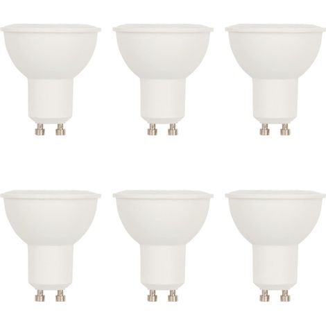 Lot de 6 ampoules LED GU10 5W (culot plat) - Température de couleur : 3000 K, lumière chaude - Sans scintillement
