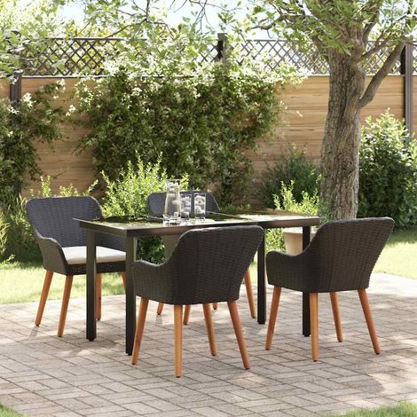 Conjunto de Comedor de Jardín 5 pcs Negro ratán sintético vidaXL (1/5)