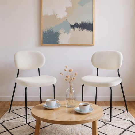 2Pcs Upholstered Dining Chair with Metal Frame (1/3)