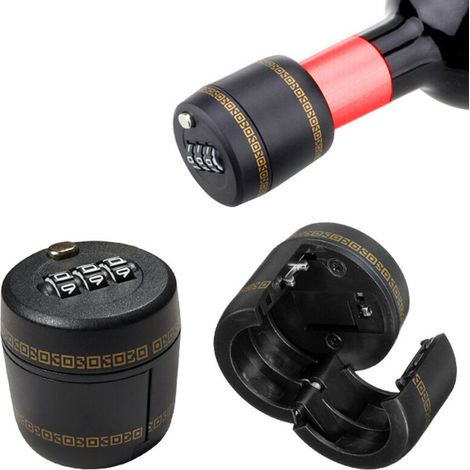 Cadenas à Combinaison 3-chiffre pour Bouchon Bouteille de Vin Serrure Plastique