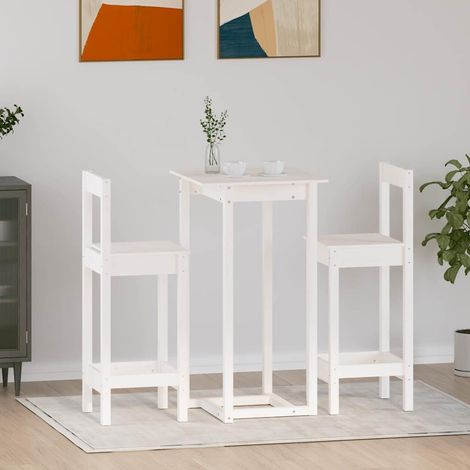vidaXL Set da Bar 3 pz Bianco in Legno Massello di Pino (1/5)