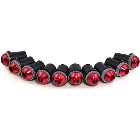 Kit de 10 vis et écrous universels Bjmoto de 5 mm pour pare-brise Kawasaki ER6F ER6N Z750 Z800 Z1000 Versys - Rouge (1/5)