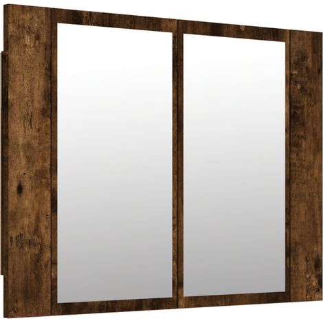 Armario con espejo LED de roble ahumado 60 x 12 x 45 cm madera de ingeniería 020006742 (1/5)