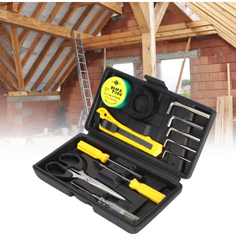 Set mit 13 Haushaltswerkzeugen für Reparaturen und Heimwerkerarbeiten mit robustem Koffer (Chrom-Vanadium, 22x12x4cm) (1/5)