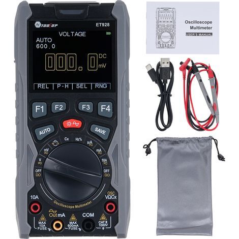 Portable digital oscilloscope, multimeter + signal generator three in one, dual-channel oscilloscope, signal generator, 50 MSP and 12 MHz analog bandwidth (1/5)