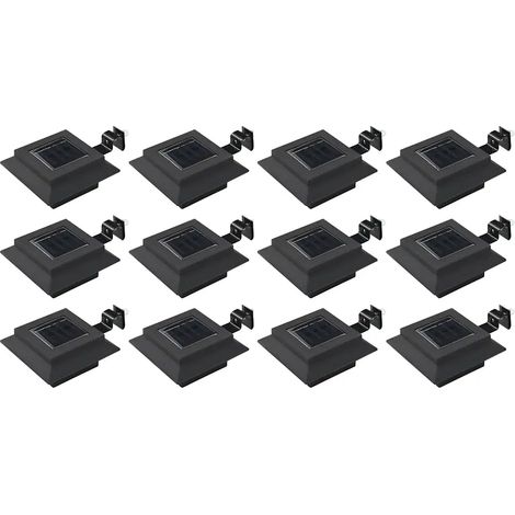 Set di 12 lampade solari quadrate da esterno 12 x 6,5 cm illuminazione automatica design moderno in plastica nera 020046378