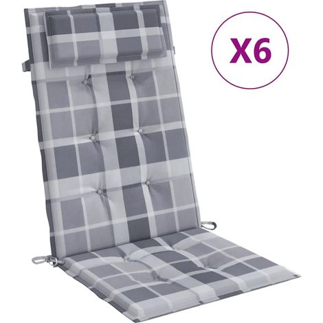 Maison Exclusive - Hochlehner-Auflagen 6 Stk. Grau Karomuster Oxf (1/5)