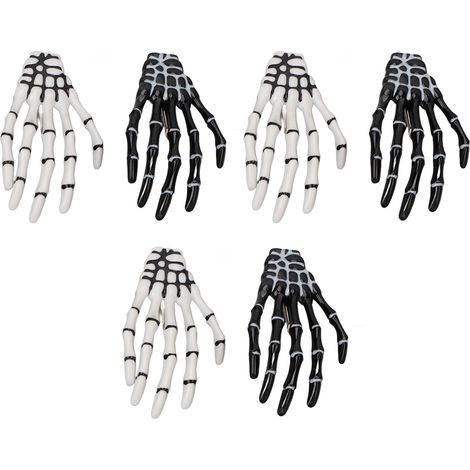 3 paires de pinces à cheveux squelette Halloween, os fins, style punk rock horreur, accessoires capillaires pour femmes et filles (1/5)