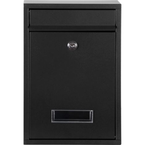 CASSETTA POSTALE DELLA POSTA DA PARETE GIORNALI CON FINESTRA TARGHETTA SERRATURA CON CILINDRO E COPERTURA Scegli - Nera - 32x22x9 (1/5)