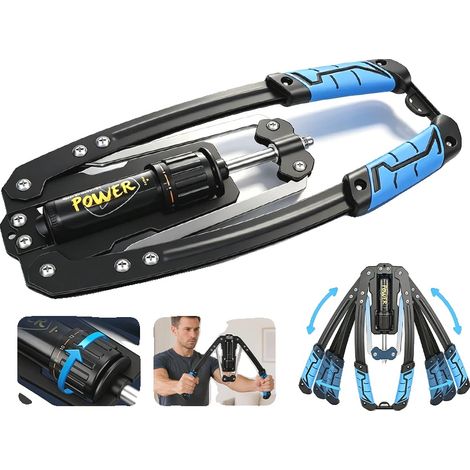 Ejercitador de brazos, resistencia hidráulica ajustable de 10 a 200 kg, control suave, estructura triangular estable, herramienta de entrenamiento para la parte superior del cuerpo, diseño portátil. (1/5)
