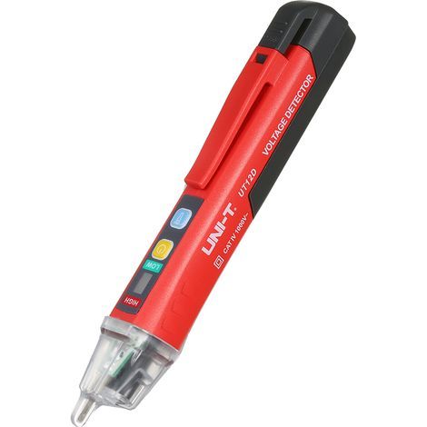 Uni-T Tragbarer Ein-Kontakt-Spannungsprüfer, stiftförmiger V-förmiger Detektor mit akustischem und optischem Alarm und LED-Taschenlampe (1/5)