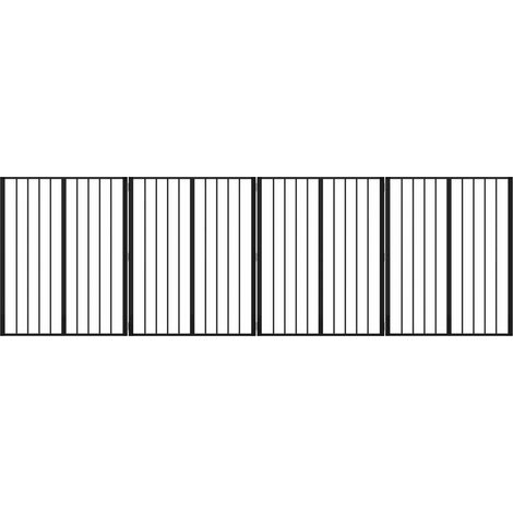 Dog Gate 4 pcs Black 80 x 100 cm Galvanised Steel vidaXL