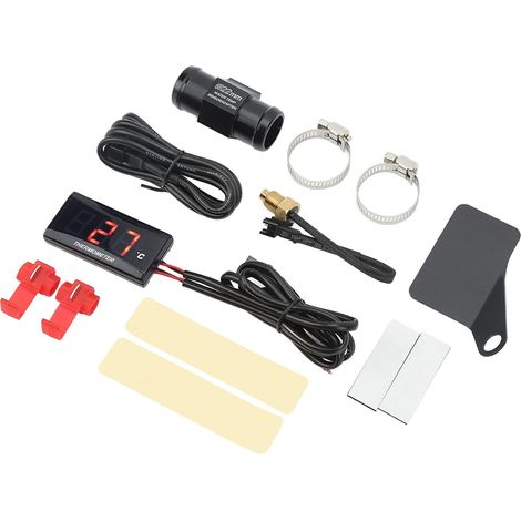Thermomètre à Eau de Moto, Jauge Numérique Mince du Capteur M10 Filetage Moto Indicateurs de Jauge de Température 12V avec Adaptateur de 22 Mm pour la Plupart des Motos Vert (rouge) (1/5)