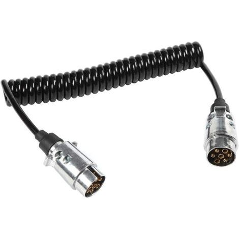 Rallonge Remorque 7 Broches, 2m Rallonge Câble Remorque Alliage d'aluminium Prise 7 Broches,12V Spirale Extension Prise de Remorquage Connecteur de Câble de Printemps de Câblage Prise (1/5)