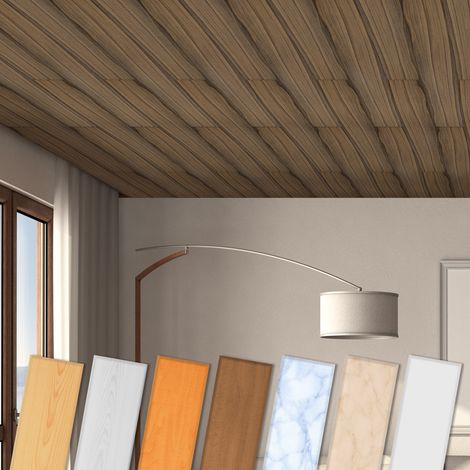 Pannelli per soffitto in XPS Styrofoam - rivestimento leggero e stabile - molti modelli e colori: 2 metri quadrati, P-13 Walnut Classic Resto dello stock