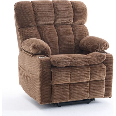 Fauteuil TV électrique réglable avec deux moteurs et aide à la position debout pour le salon, fauteuil de lecture, fauteuil inclinable, canapé une place multifonctionnel (marron) (1/5)