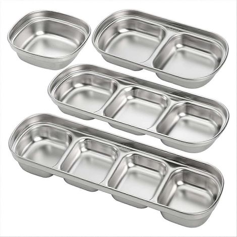 4 pièces inoxydable acier Sauce plat argenté (1/5)