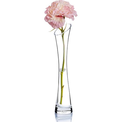 Petit Vase en Verre soufflé Fait à la Main - Vases en Verre Transparent - Base Lourde - Vase à Tige Unique pour Bureau, Maison, décoration de Mariage (Bouche Oblique) (1/5)