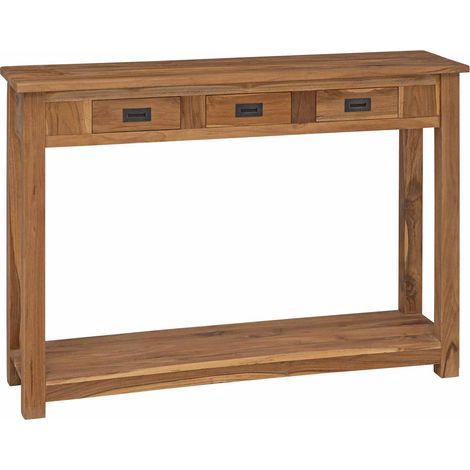 Mesa Consola Natural 110 x 30 x 80 cm Madera de teca maciza vidaXL