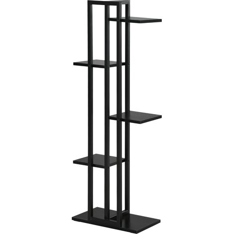 5-stöckiges Blumenregal aus Stahl, Pflanzenständer für drinnen und draußen, für Garten, Balkon, Wohnzimmer, 40 x 22 x 113 cm, Schwarz