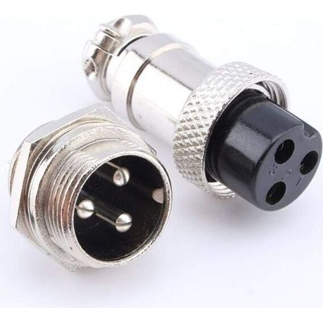 GX16-3 Pin Aviation Fiche Connecteur Aviation 3 Pin Mâle Femelle Plug Métal Connecteur Panneau Prise (1/5)